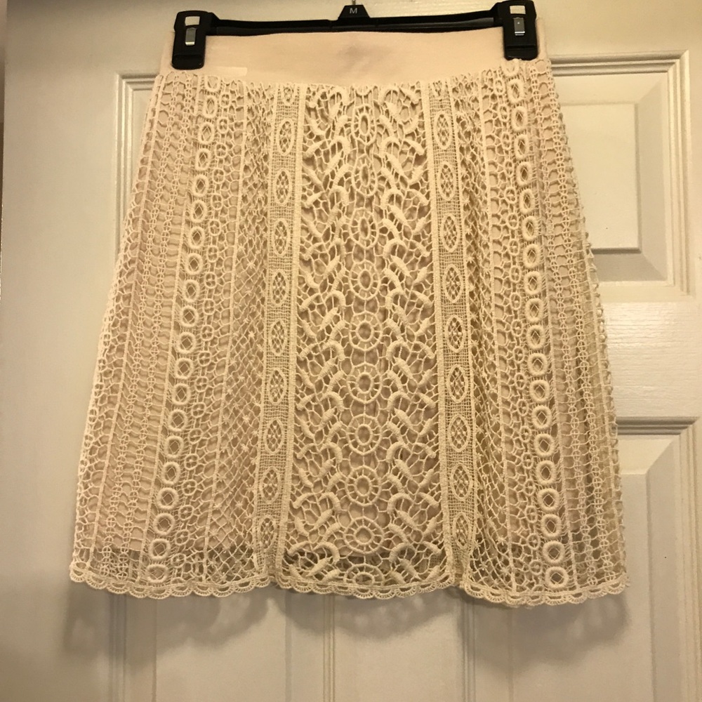 Francesca’s Collection Cream Lace Skater Skirt